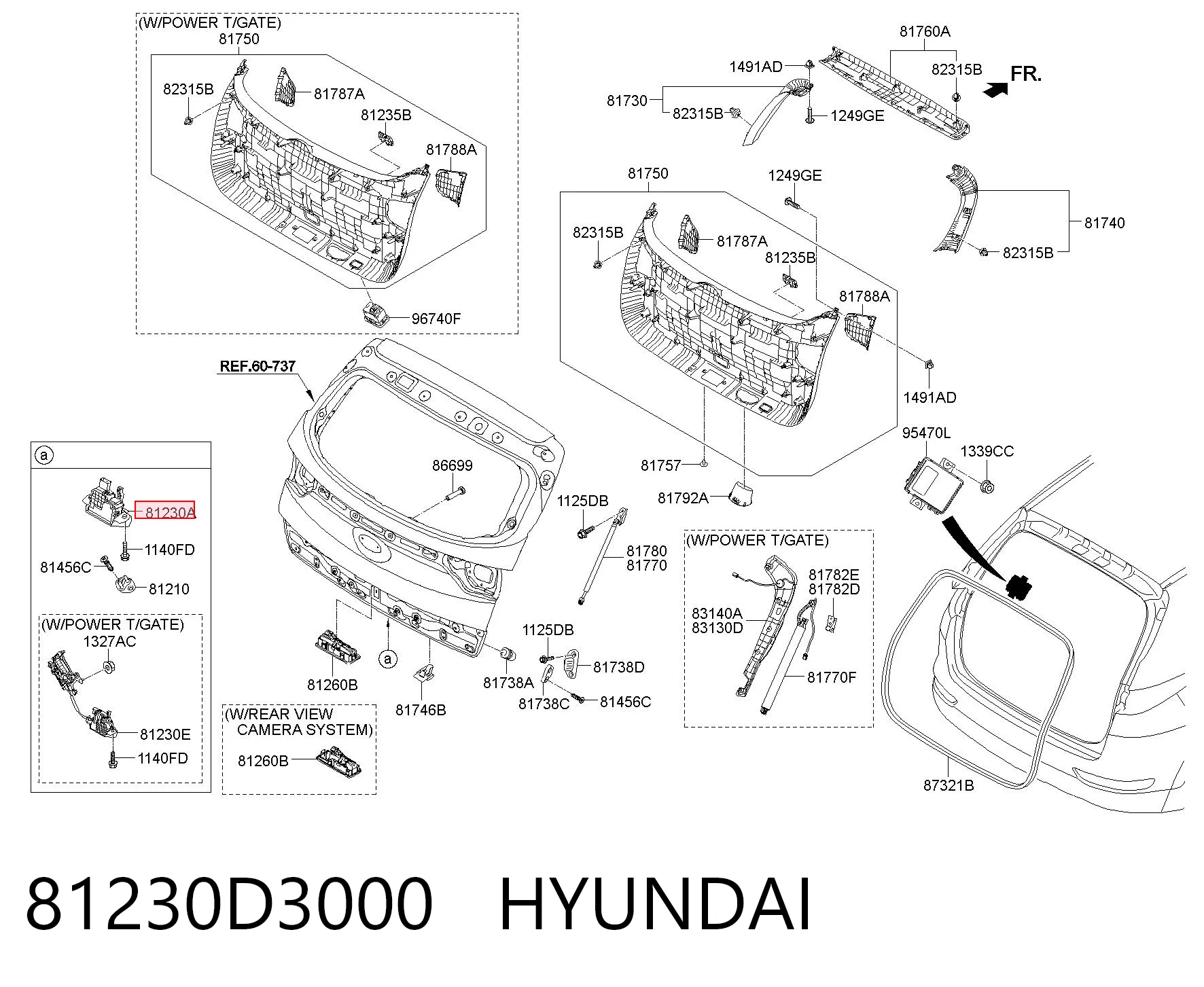 81230D3000 Hyundai/Kia Fecho de tampa de porta-malas (de 3ª/5ª porta traseira)