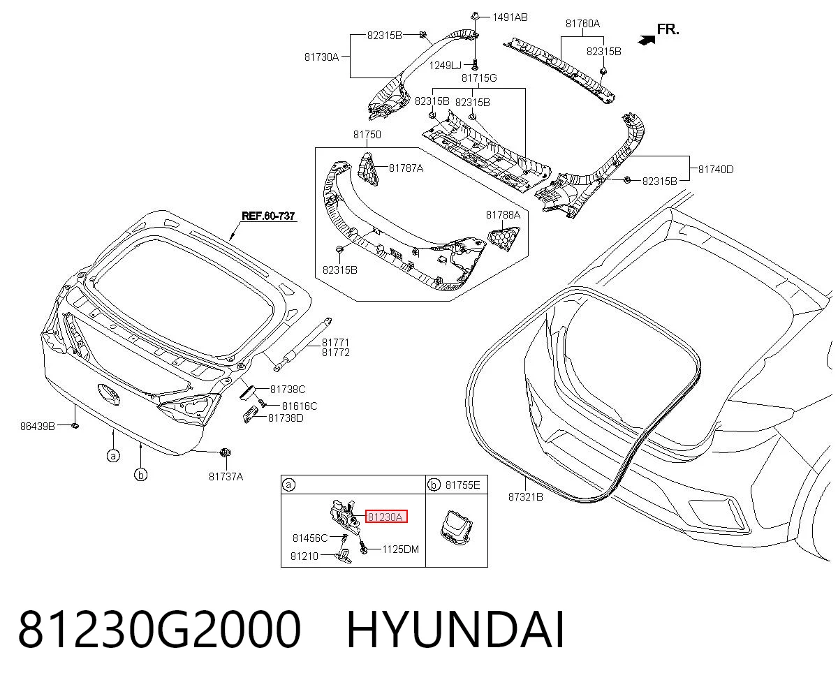 81230G2000 Hyundai/Kia Fecho de tampa de porta-malas (de 3ª/5ª porta traseira)
