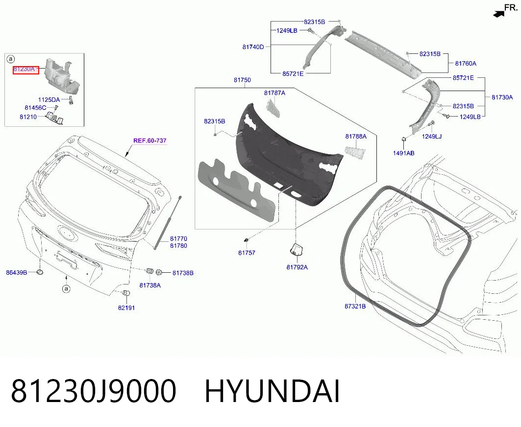 81230J9000 Hyundai/Kia Fecho de tampa de porta-malas (de 3ª/5ª porta traseira)