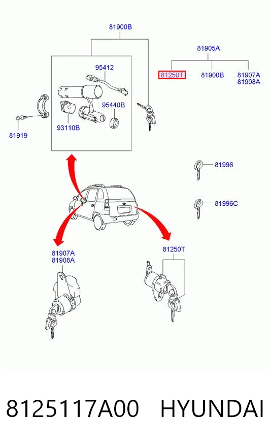 Trinco de fecho de porta-malas (de 3ª/5ª porta traseira) Hyundai Matrix  FC ao melhor preço