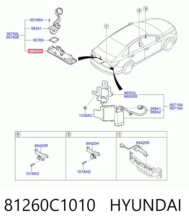 81260C1010 Hyundai/Kia Puxador externo de tampa de porta-malas (de 3ª/5ª porta traseira)