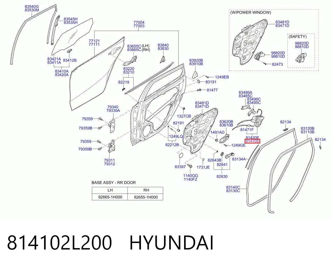 814102L200 Hyundai/Kia Fecho da porta traseira esquerda