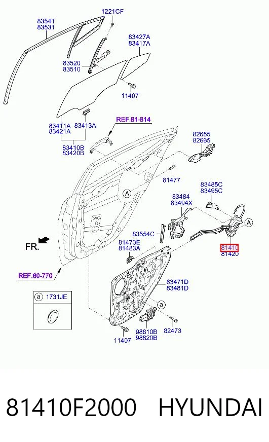 81410F2000 Hyundai/Kia Fecho da porta traseira esquerda