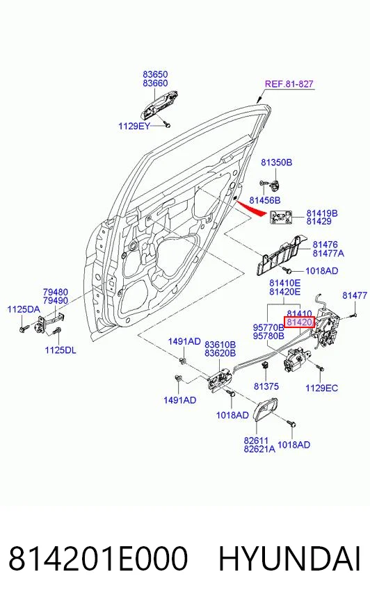 814201E000 Hyundai/Kia Fecho da porta traseira direita
