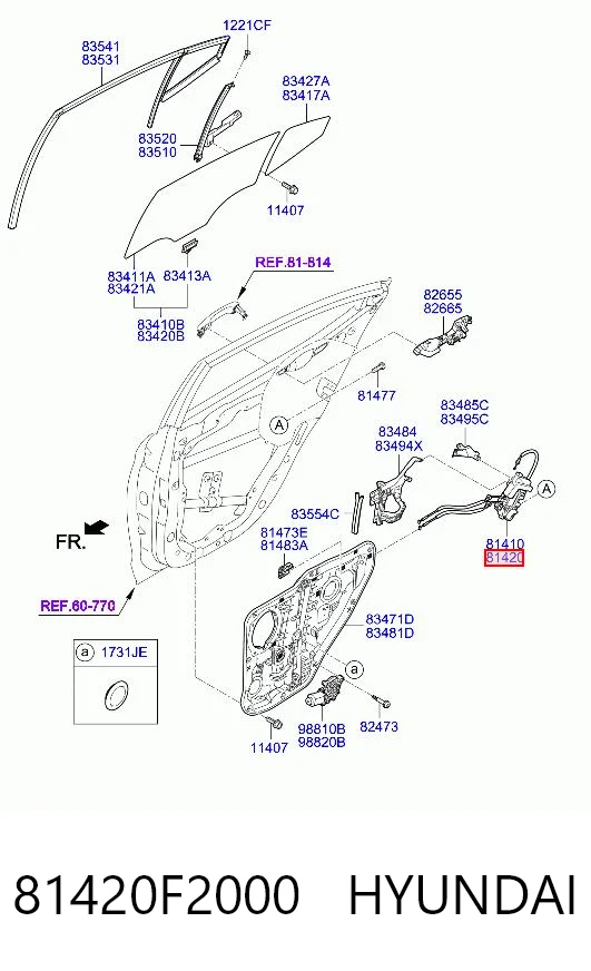 81420F2000 Hyundai/Kia Fecho da porta traseira direita