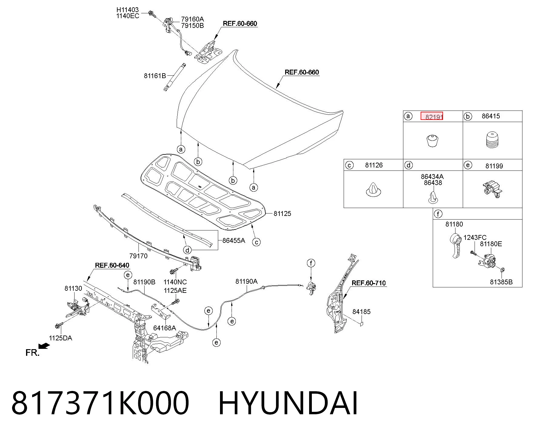 817371K000 Hyundai/Kia Grade de proteção de portas