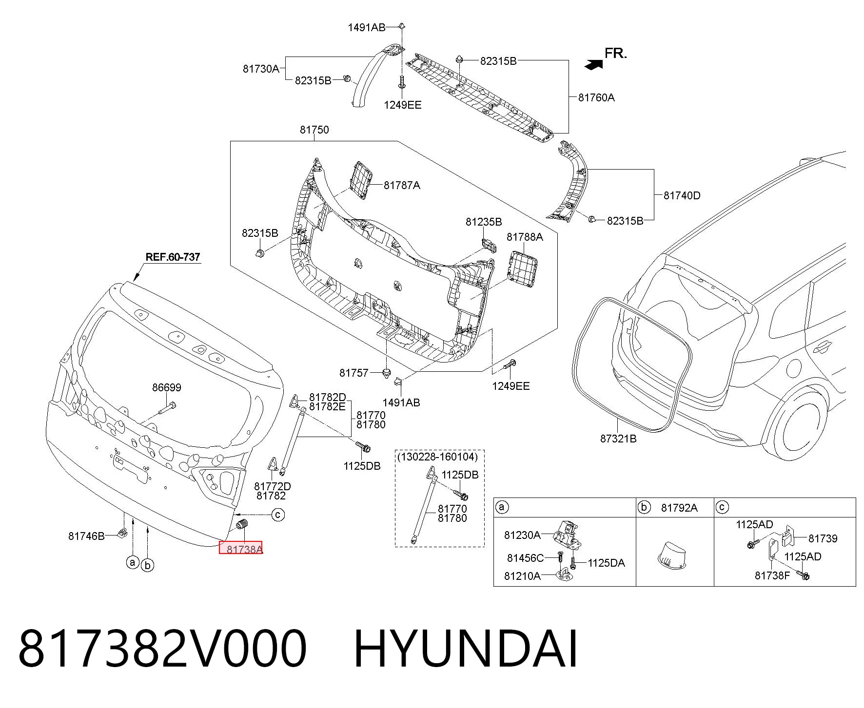 817382V000 Hyundai/Kia Pára-choque (grade de proteção) da capota