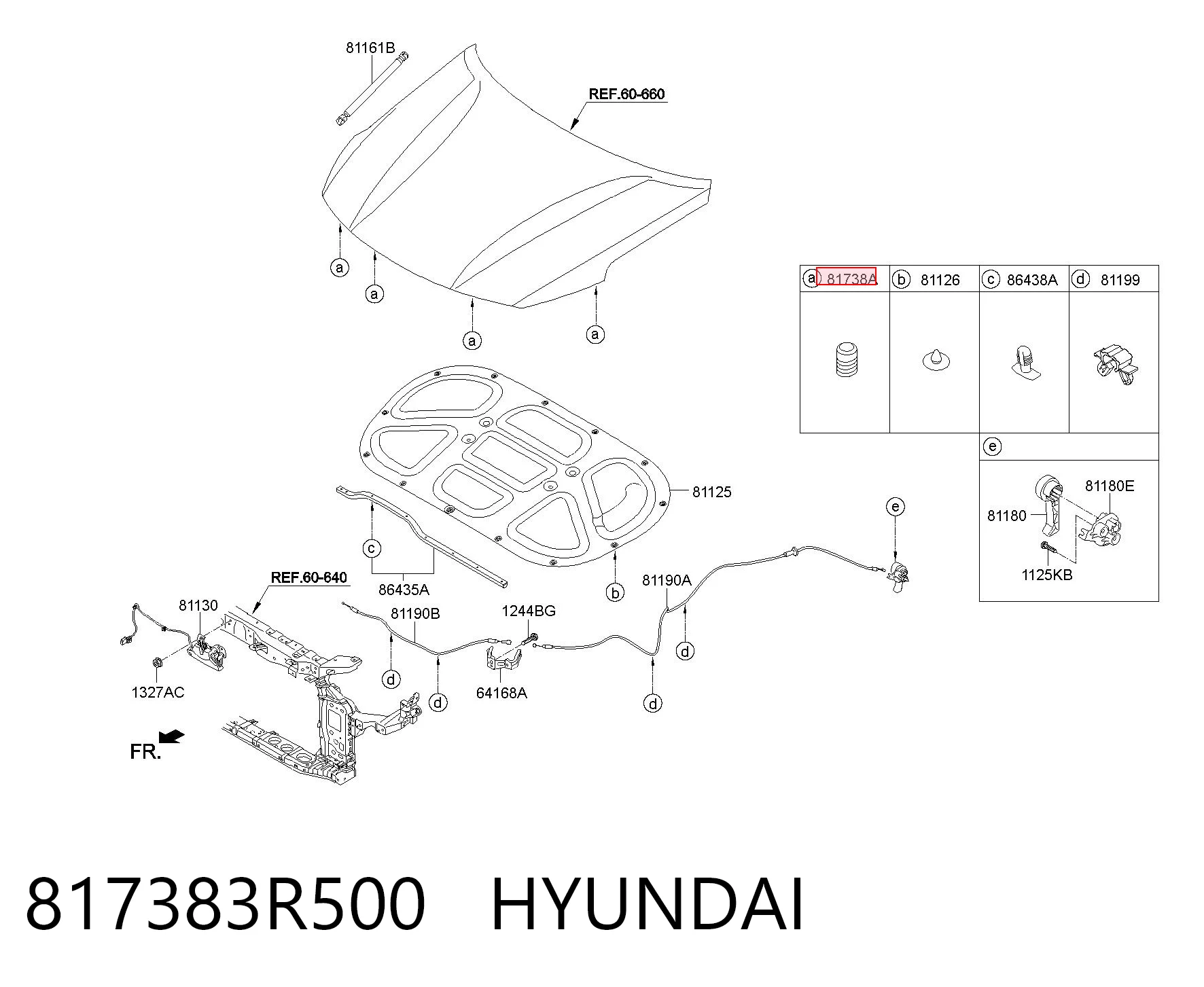 817383R500 Hyundai/Kia Pára-choque (grade de proteção) da capota