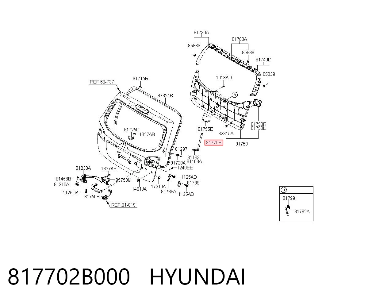 817702B000 Hyundai/Kia Amortecedor de tampa de porta-malas (de 3ª/5ª porta traseira)