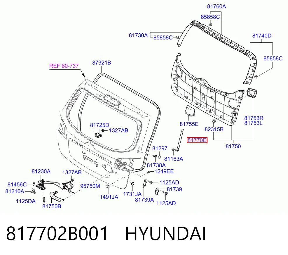 817702B001 Hyundai/Kia Amortecedor de tampa de porta-malas (de 3ª/5ª porta traseira)