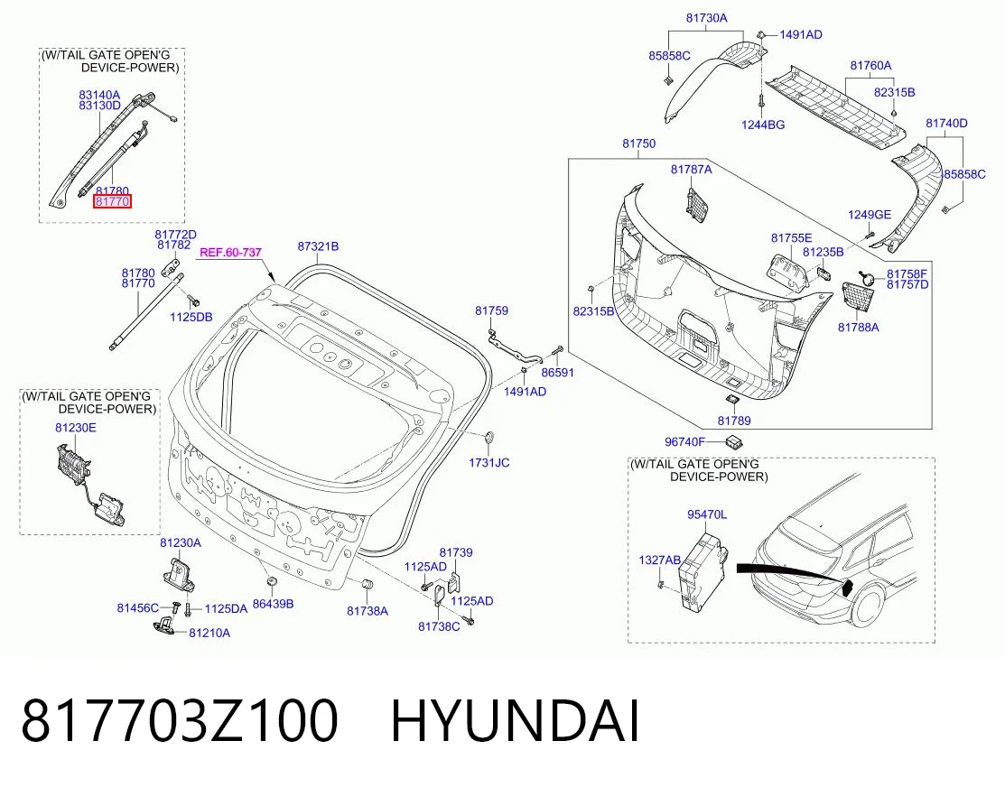  Amortecedor de tampa de porta-malas (de 3ª/5ª porta traseira) Hyundai I40 I sedan (VF) (2012 - 2019) I