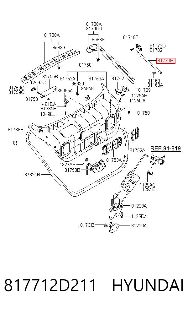 Amortecedor de tampa de porta-malas (de 3ª/5ª porta traseira) Hyundai Elantra III XD ao melhor preço