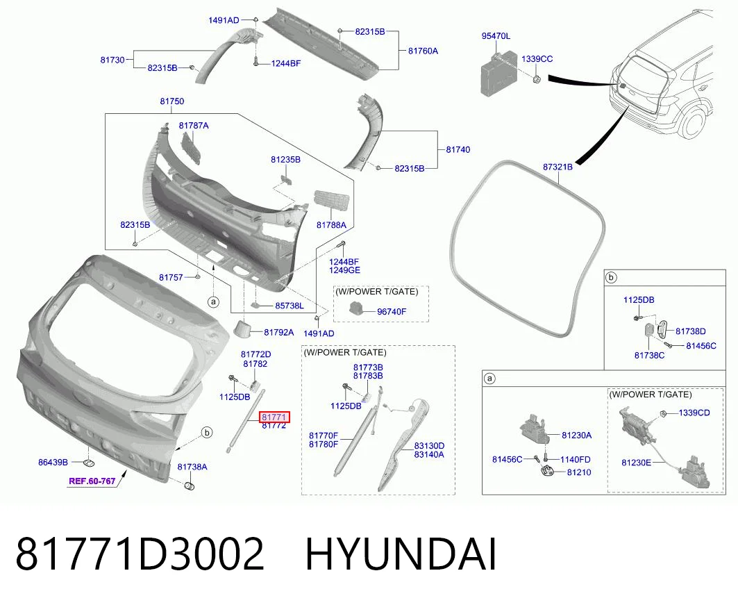 81771D3002 Hyundai/Kia Amortecedor de tampa de porta-malas (de 3ª/5ª porta traseira)