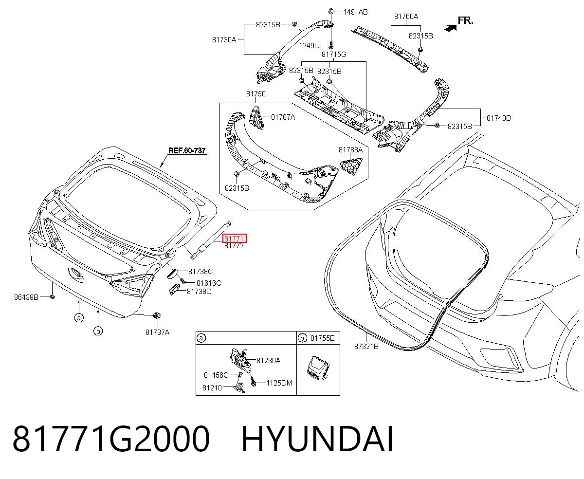 81771G2000 Hyundai/Kia Amortecedor de tampa de porta-malas (de 3ª/5ª porta traseira)