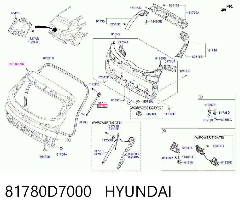 81780D7000 Hyundai/Kia Amortecedor de tampa de porta-malas (de 3ª/5ª porta traseira)