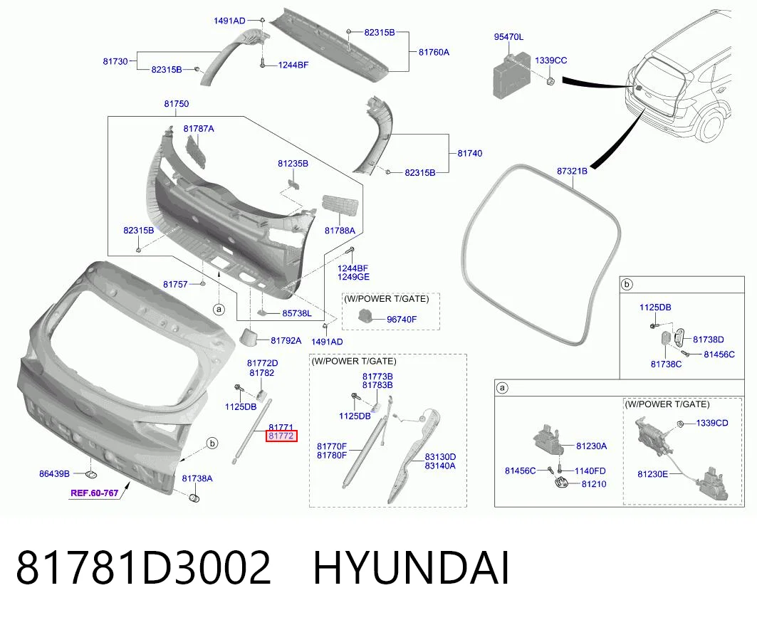 81781D3002 Hyundai/Kia Amortecedor de tampa de porta-malas (de 3ª/5ª porta traseira)