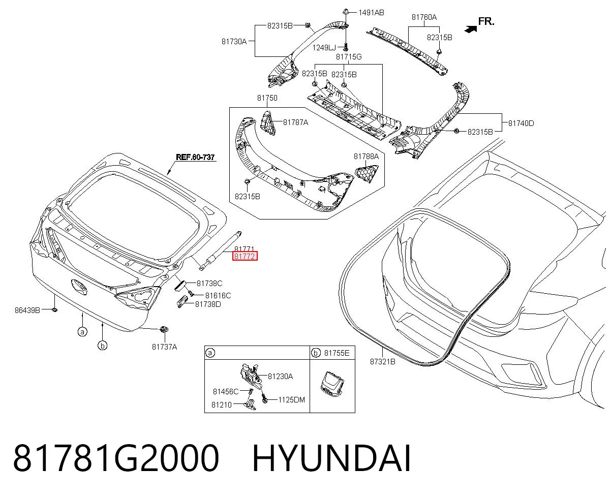 81781G2000 Hyundai/Kia Amortecedor de tampa de porta-malas (de 3ª/5ª porta traseira)