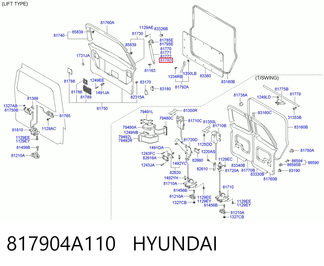 Compre 817904A000 Honda Amortecedor de tampa de porta-malas (de 3ª/5ª porta traseira)