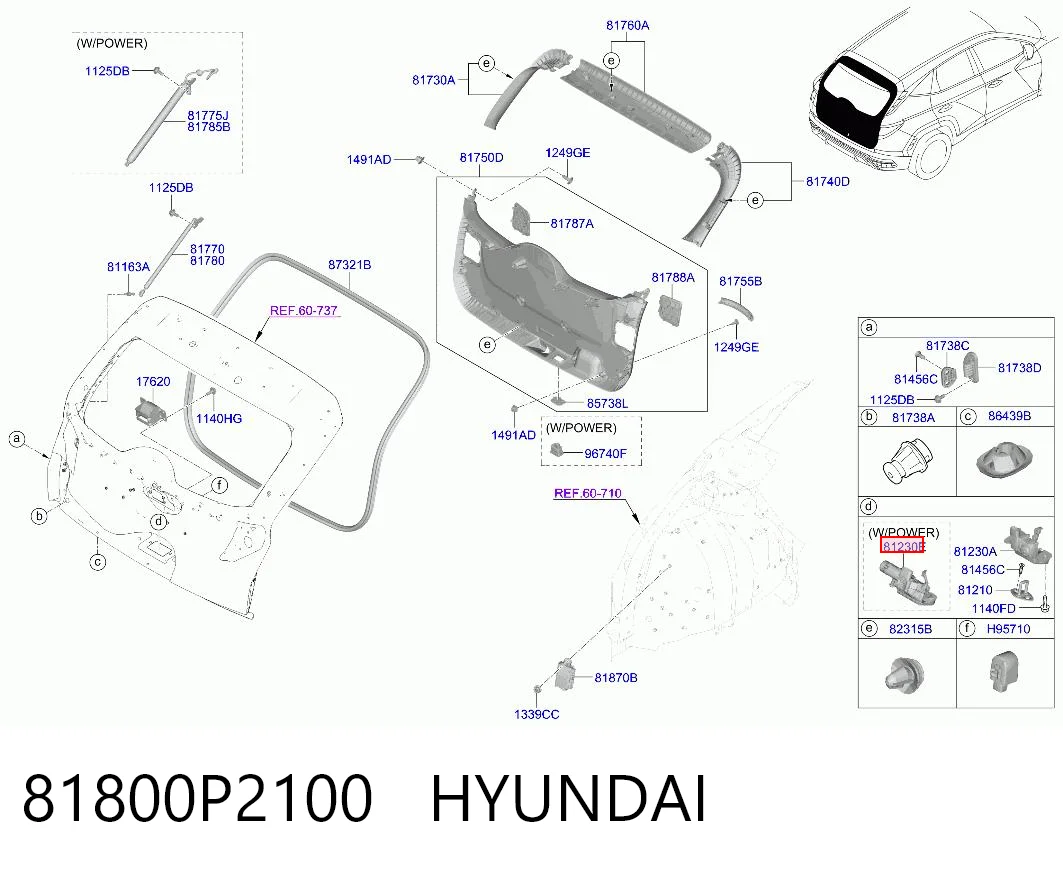 81800P2100 Hyundai/Kia Fecho de tampa de porta-malas (de 3ª/5ª porta traseira)