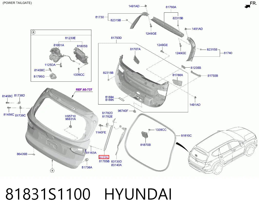 81831S1100 Hyundai/Kia Amortecedor de tampa de porta-malas (de 3ª/5ª porta traseira)