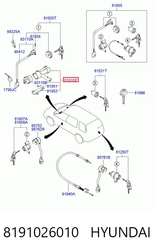 Fecho de ignição Hyundai Santa Fe I SM ao melhor preço