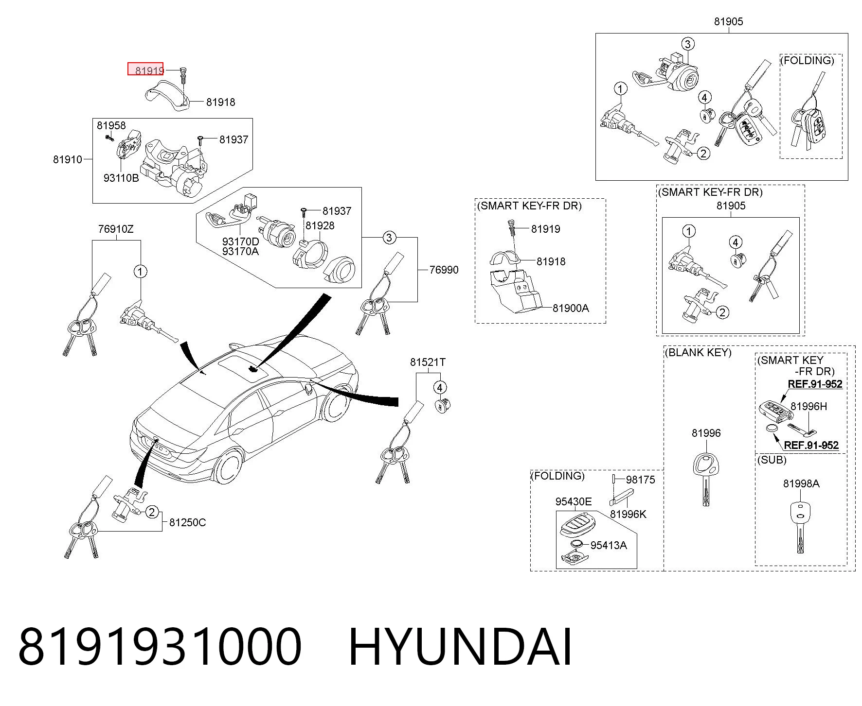 8191931000 Hyundai/Kia Parafuso (porca) de fixação
