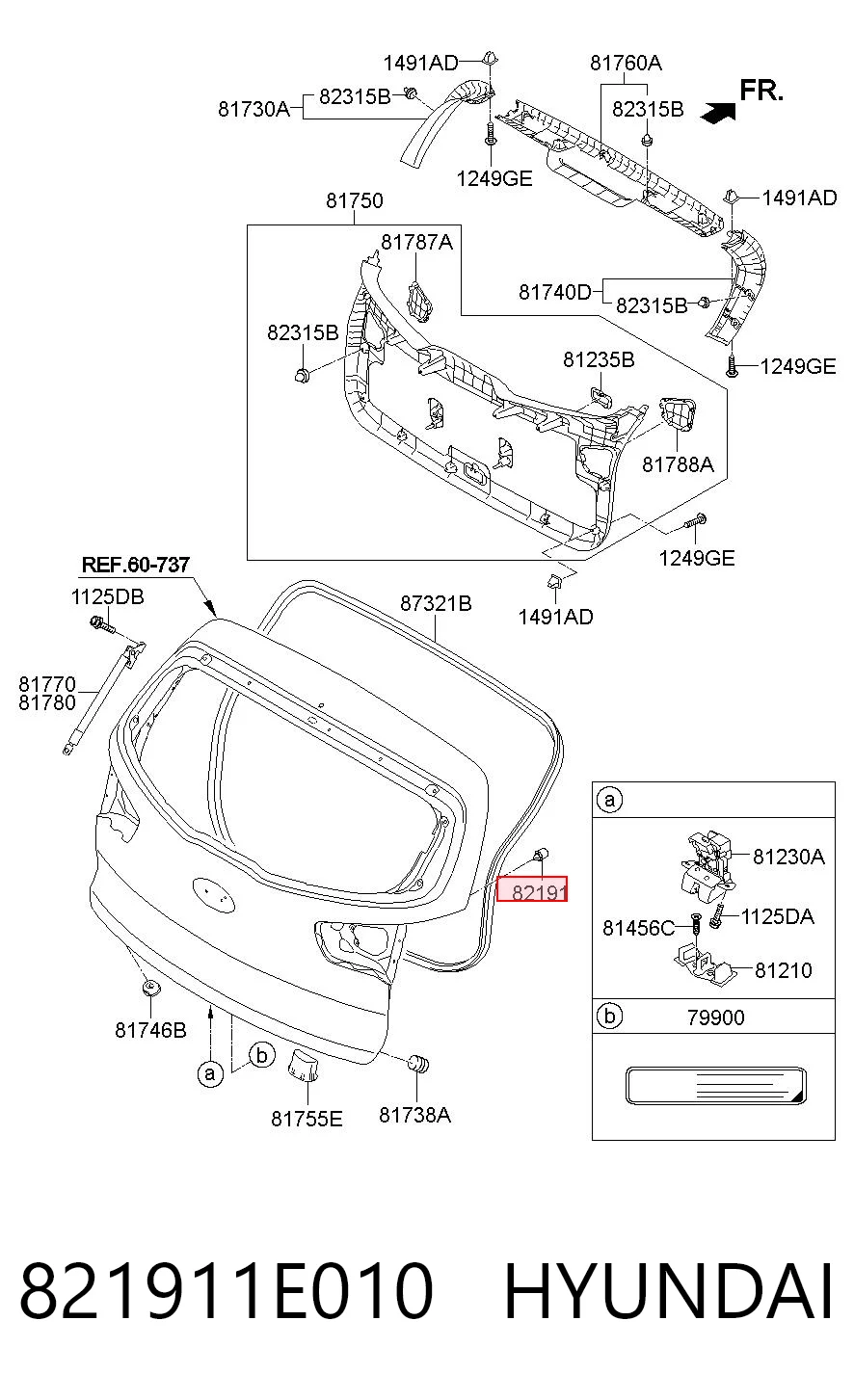 821911E010 Hyundai/Kia Pára-choque (grade de proteção) da capota