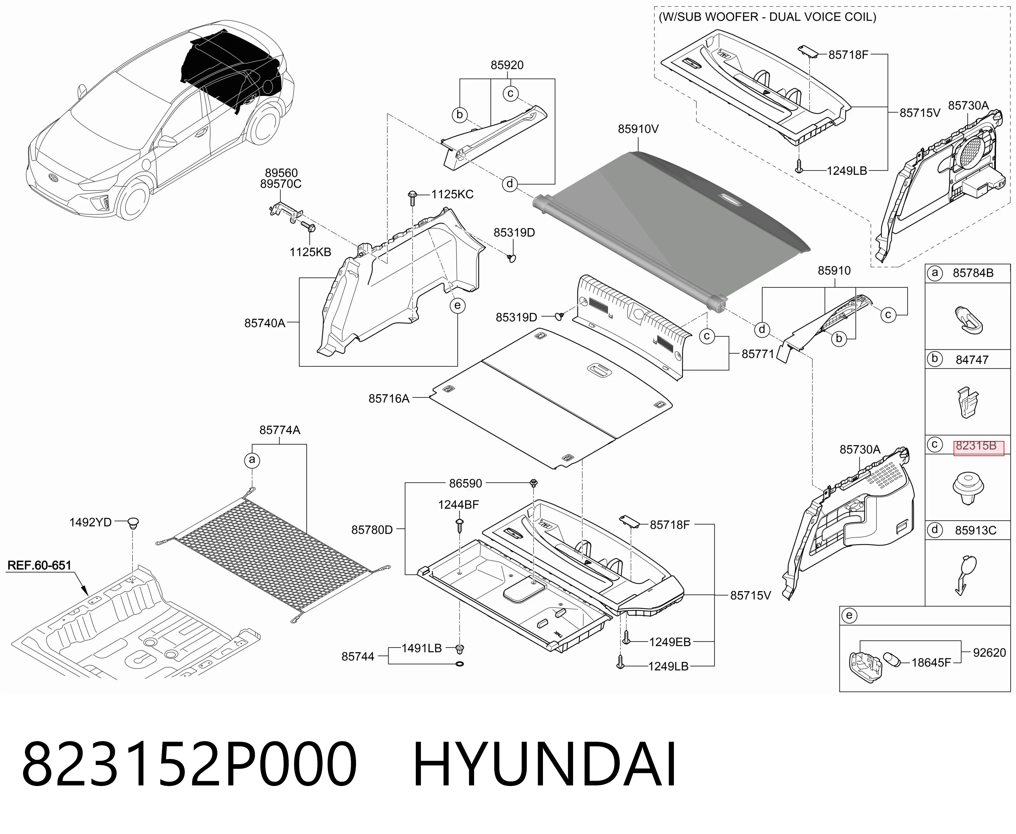 823152P000 Hyundai/Kia Cápsula (prendedor) de fixação de revestimento da porta