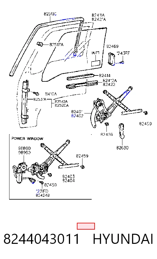 Mecanismo de acionamento de vidro da porta dianteira direita para Hyundai H100  P