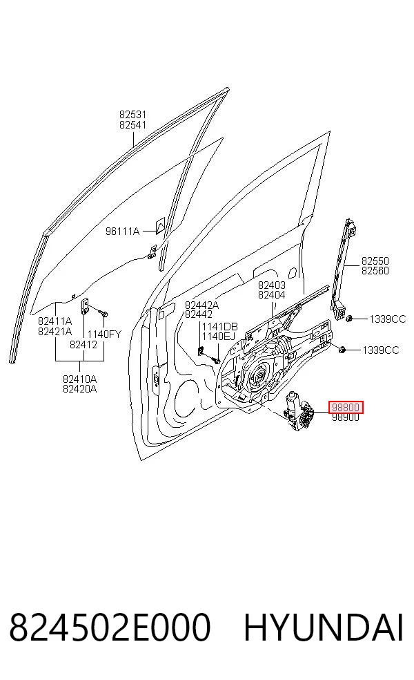 824502E000 Hyundai/Kia Motor de acionamento de vidro da porta dianteira esquerda