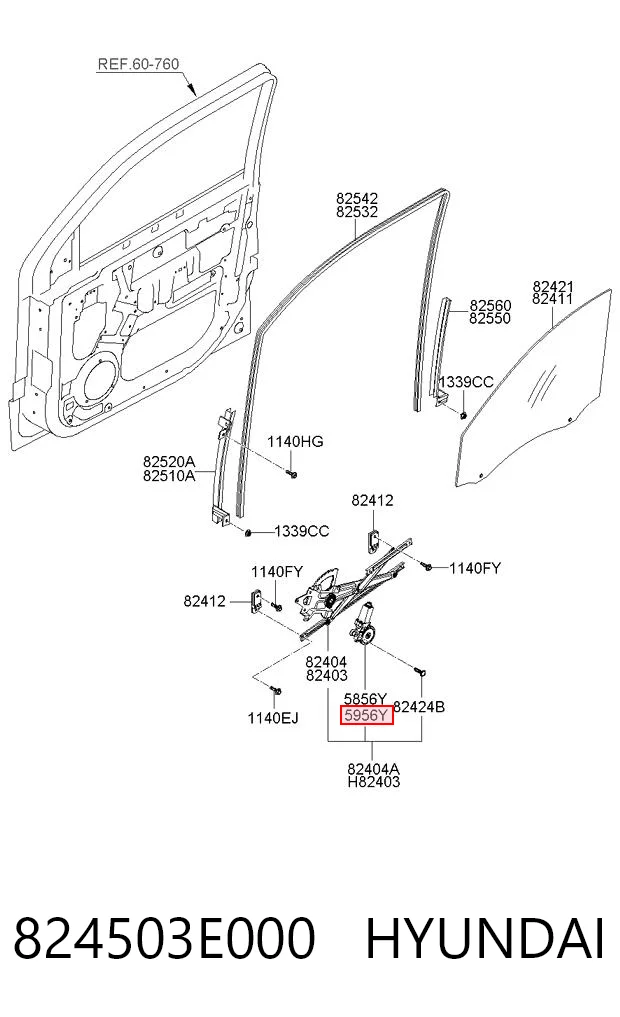 824503E000 Hyundai/Kia Motor de acionamento de vidro da porta dianteira esquerda