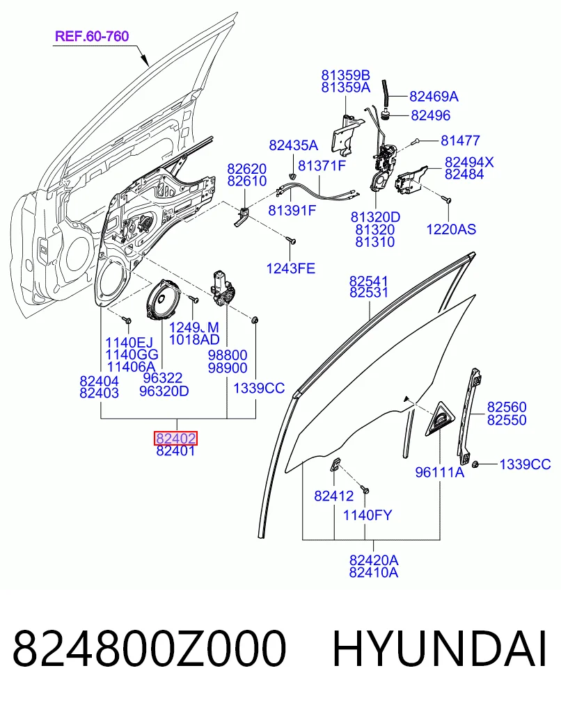 Mecanismo de acionamento de vidro da porta dianteira direita para KIA Sportage II JE
