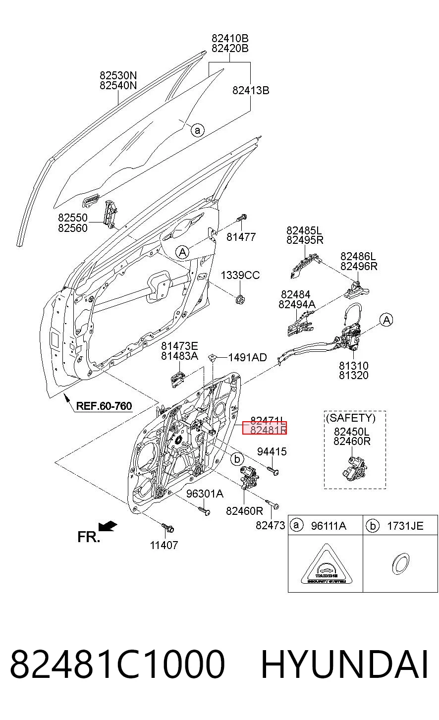 Mecanismo de acionamento de vidro da porta dianteira direita Hyundai Sonata VII LF ao melhor preço