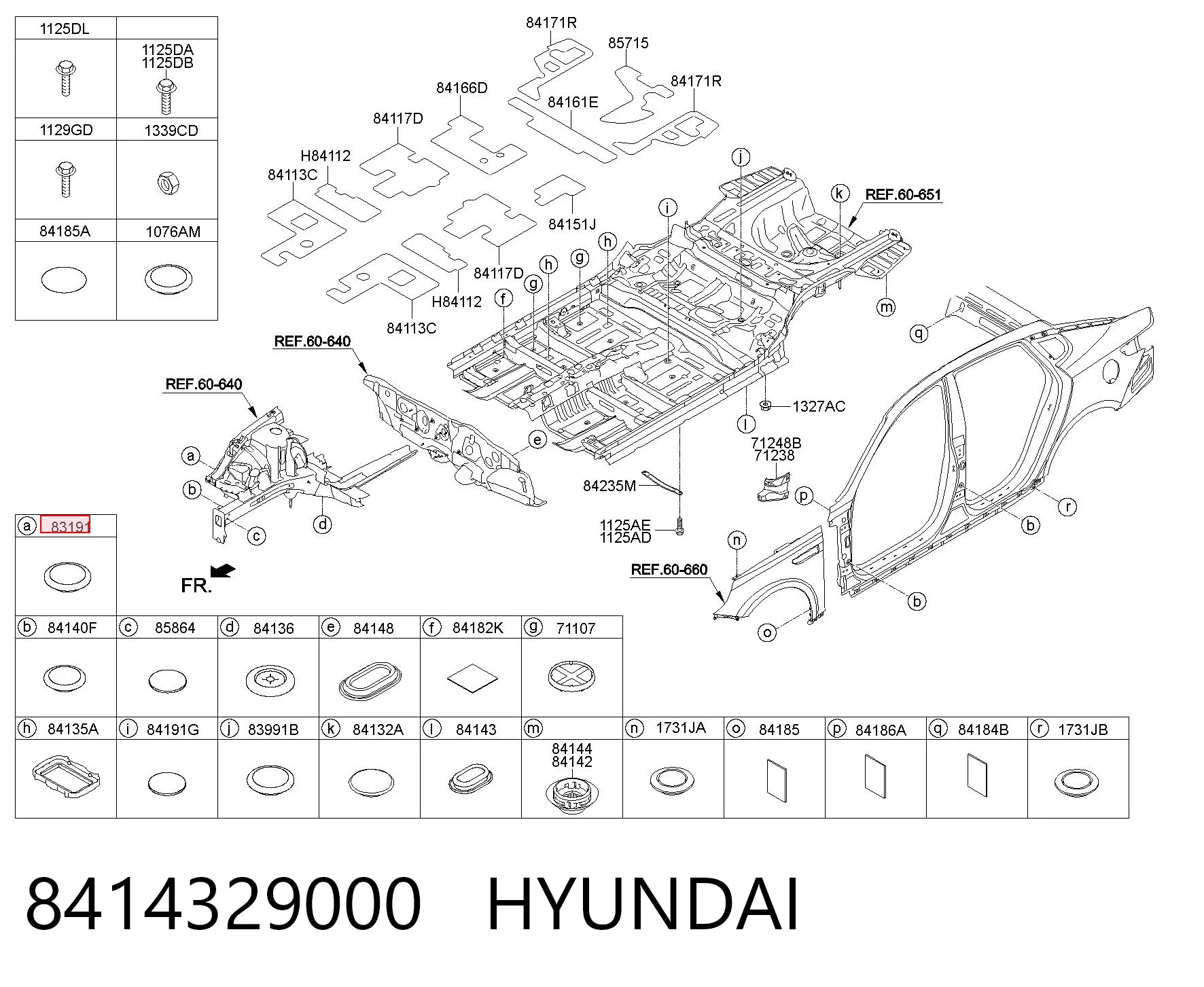 8414329000 Hyundai/Kia Tampão de fundo de carroçaria
