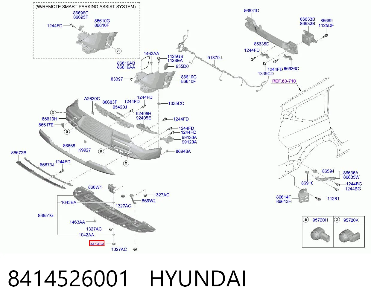 8414526001 Hyundai/Kia Cápsula (prendedor) de fixação do forro do pára-choque do pára-lama dianteiro