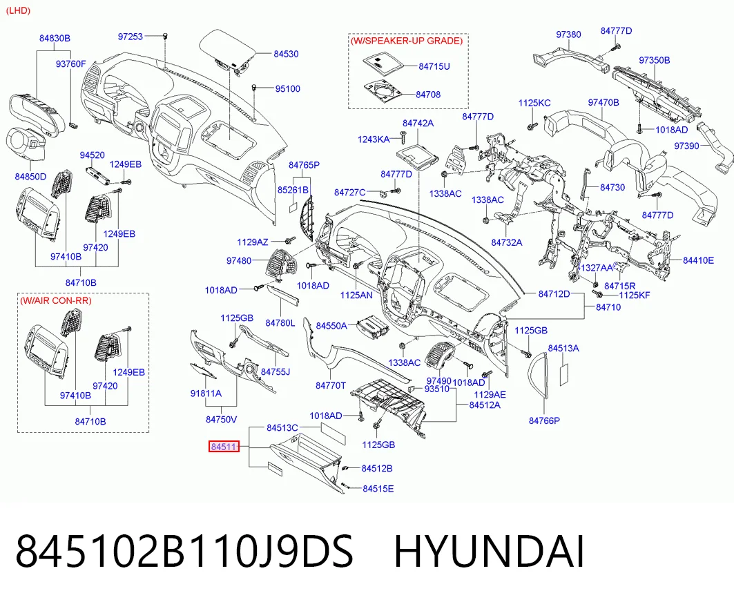 Caixa para porta-luvas (porta-luvas) Hyundai Santa Fe II CM ao melhor preço