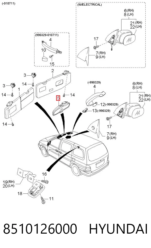 Espelho de salão interno KIA Sportage II JE