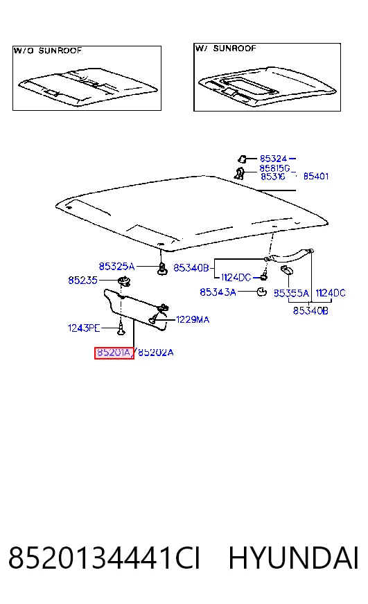 Pala contra o sol Hyundai Sonata III Y-3 ao melhor preço