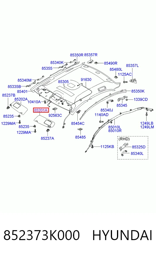 Pala contra o sol para Hyundai Sonata V NF