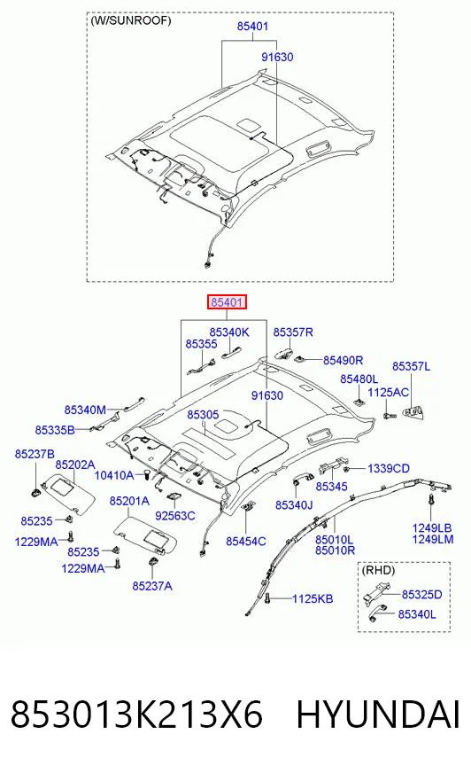 Revestimento do teto Hyundai Sonata V NF ao melhor preço