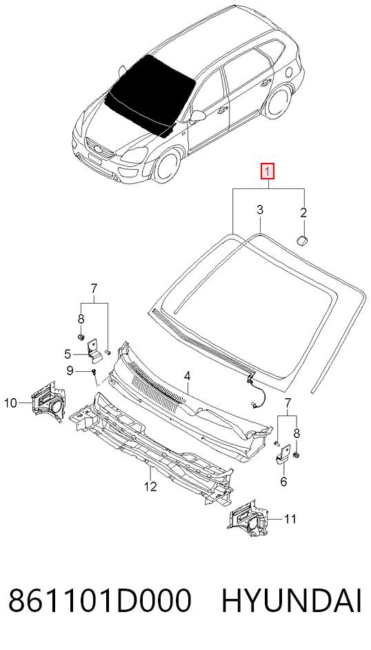 Pára-brisas para KIA Carens FG
