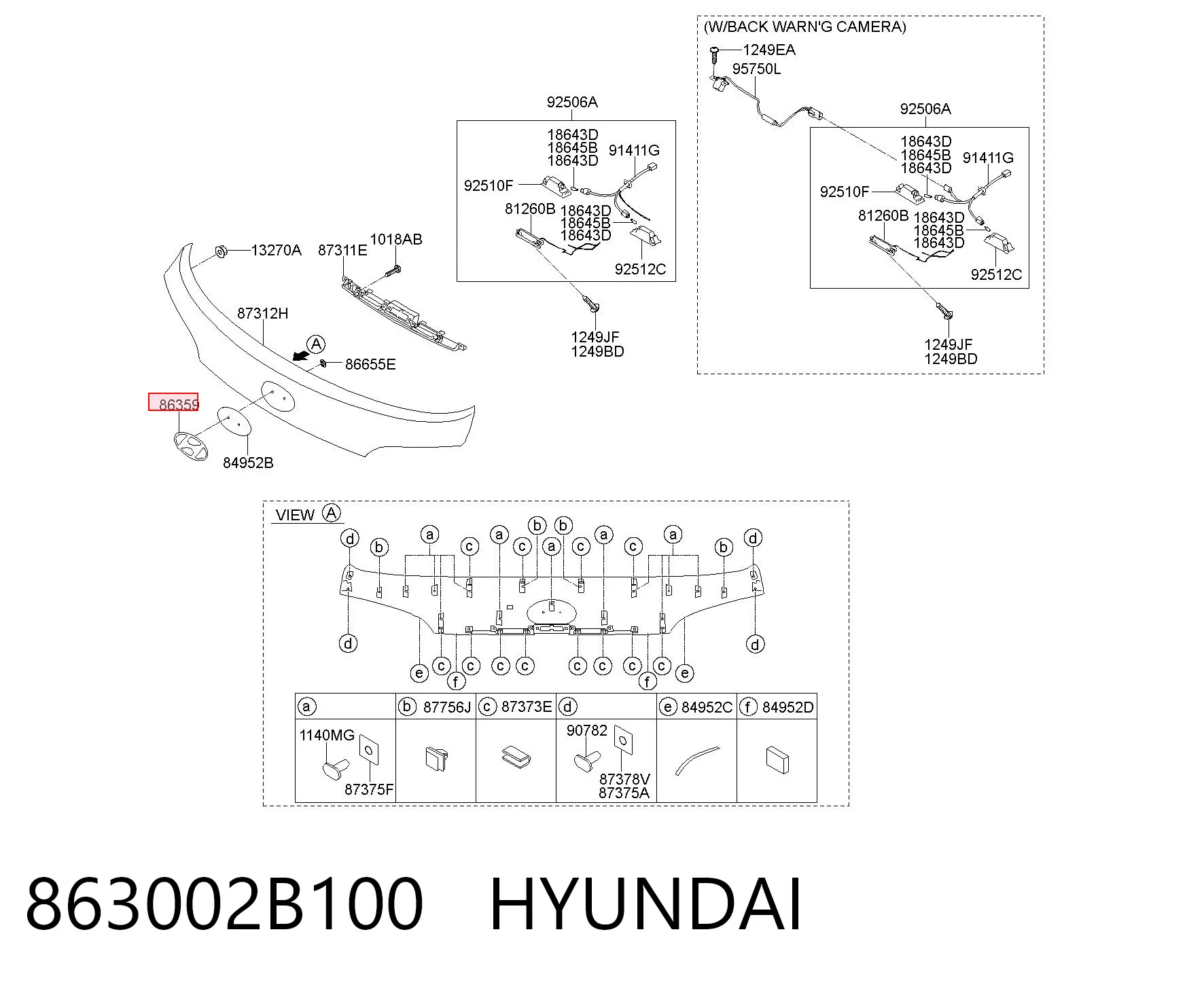 863002B100 Hyundai/Kia Emblema de grelha do radiador
