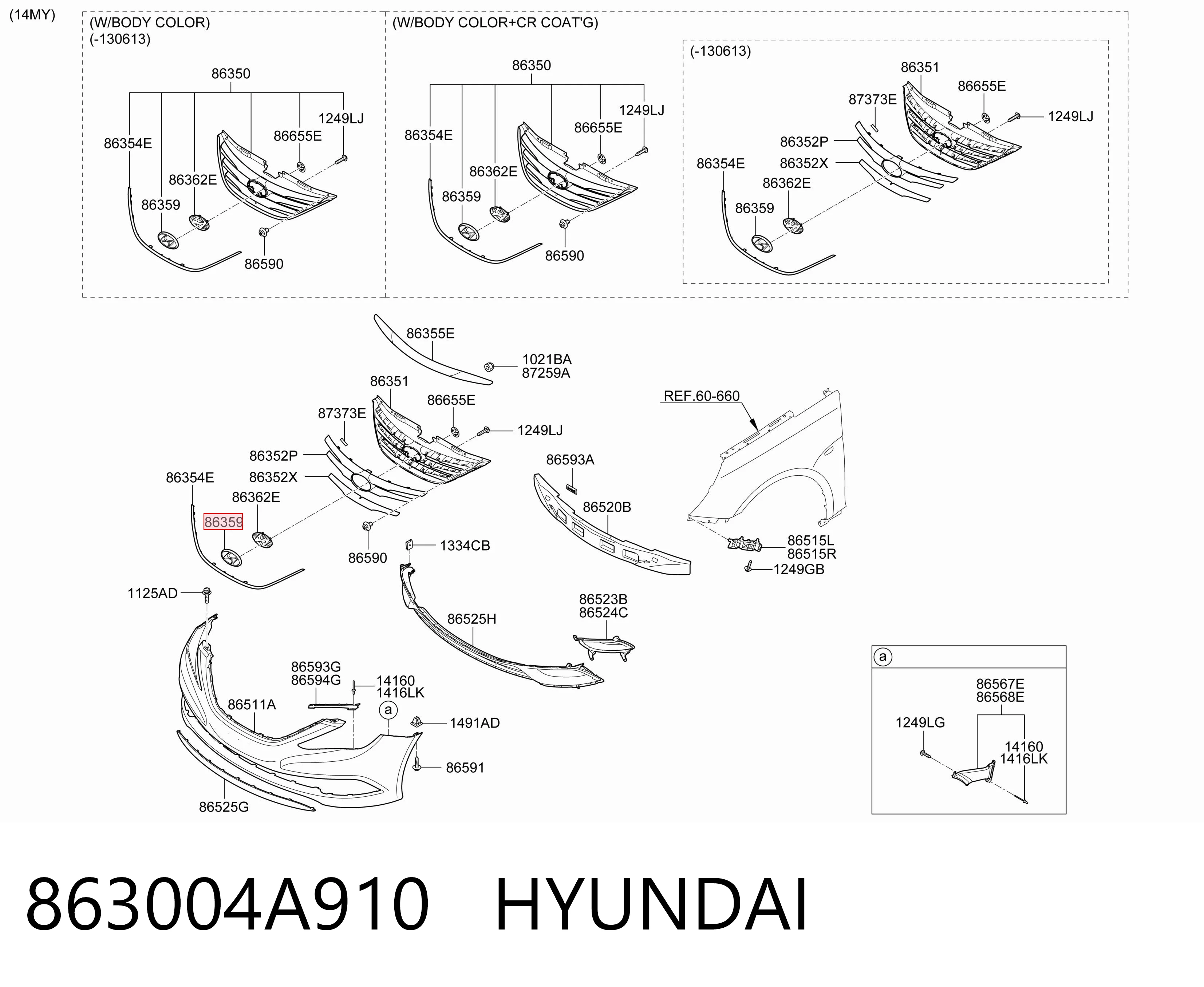 863004A910 Hyundai/Kia Emblema de grelha do radiador
