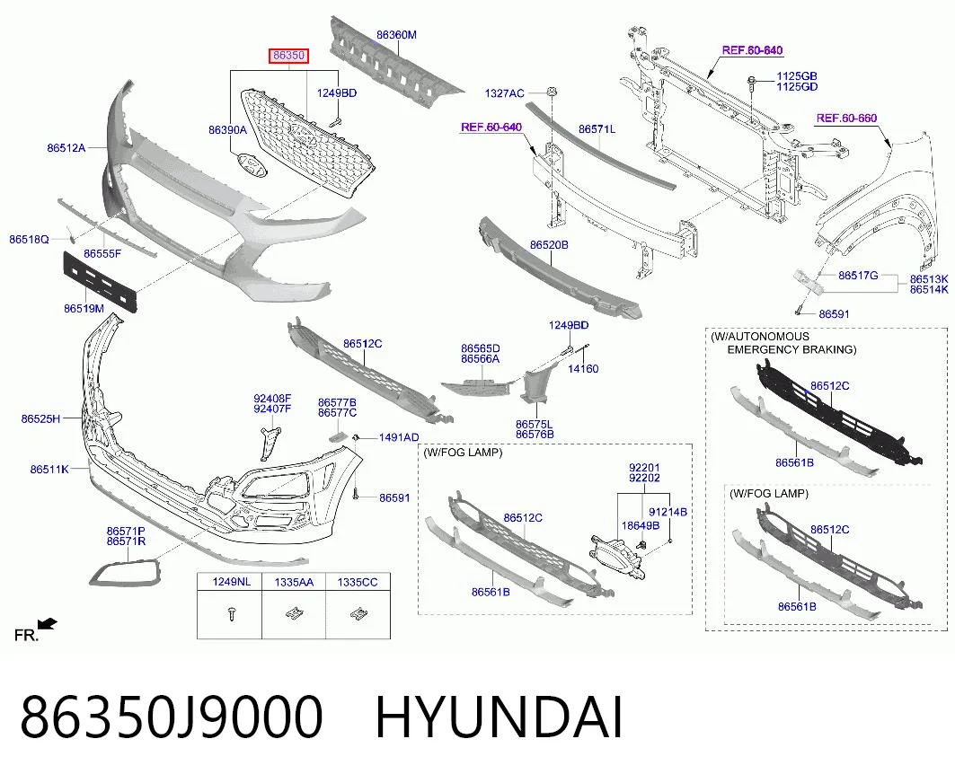 86350J9000 Hyundai/Kia Grelha do radiador