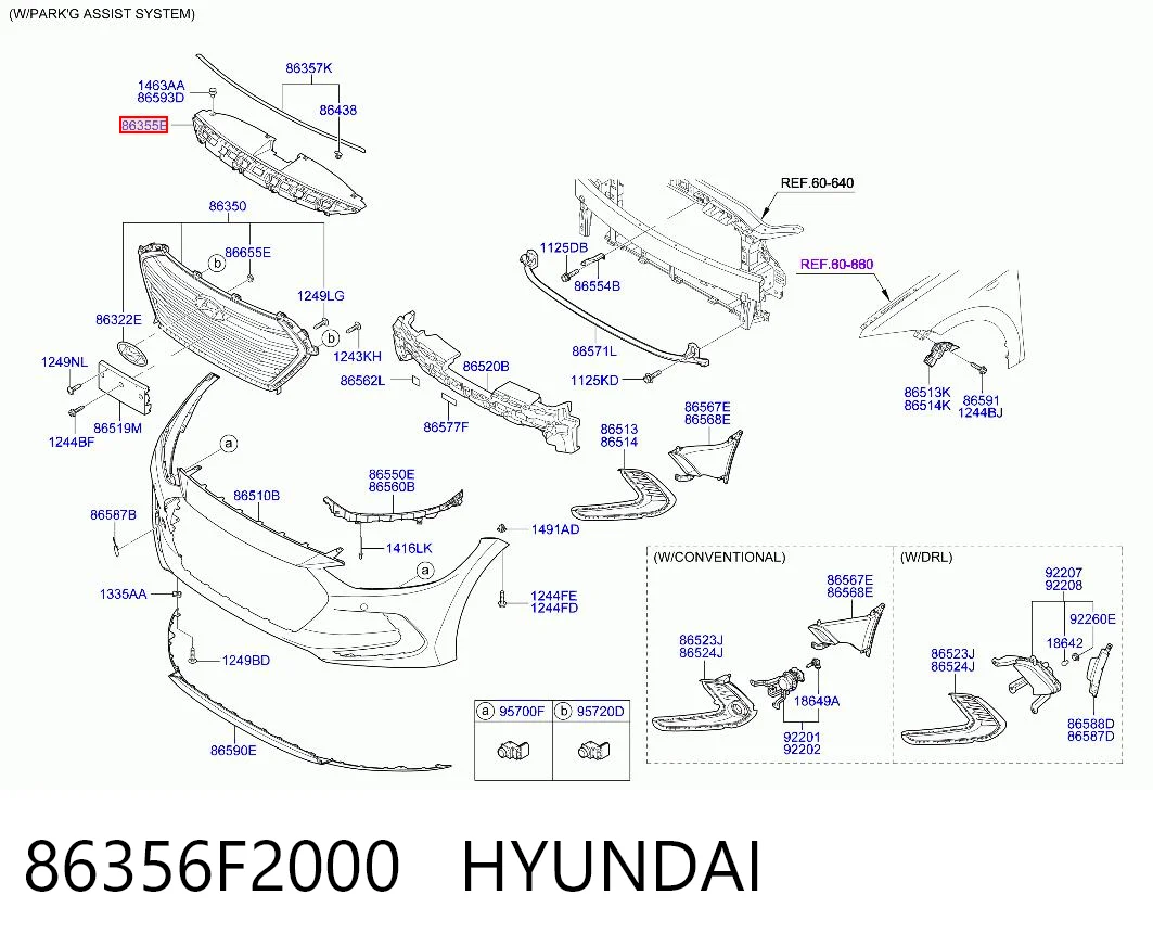 86356F2000 Hyundai/Kia Placa sobreposta superior do painel dianteiro (de suporte do radiador)