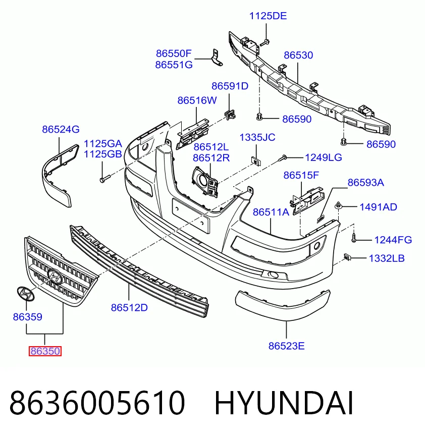  Grelha do radiador Hyundai Atos hatchback (MX) (1998 - 2004) 