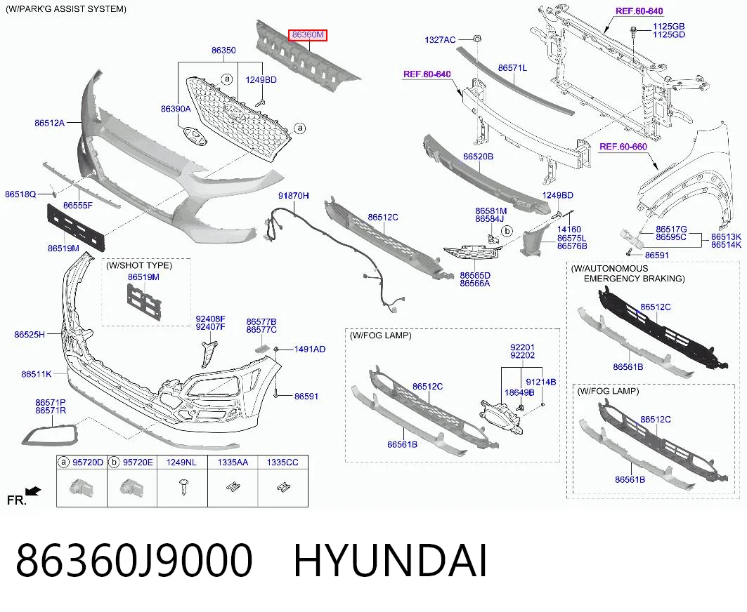 86360J9000 Hyundai/Kia Placa sobreposta superior de difusor do radiador