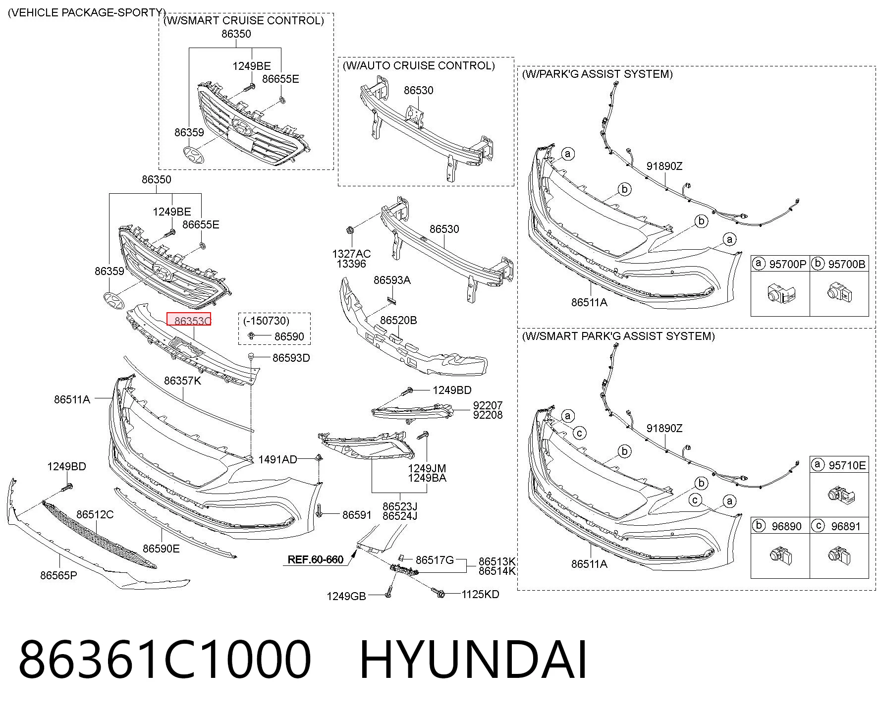 86361C1000 Hyundai/Kia Placa sobreposta superior do painel dianteiro (de suporte do radiador)