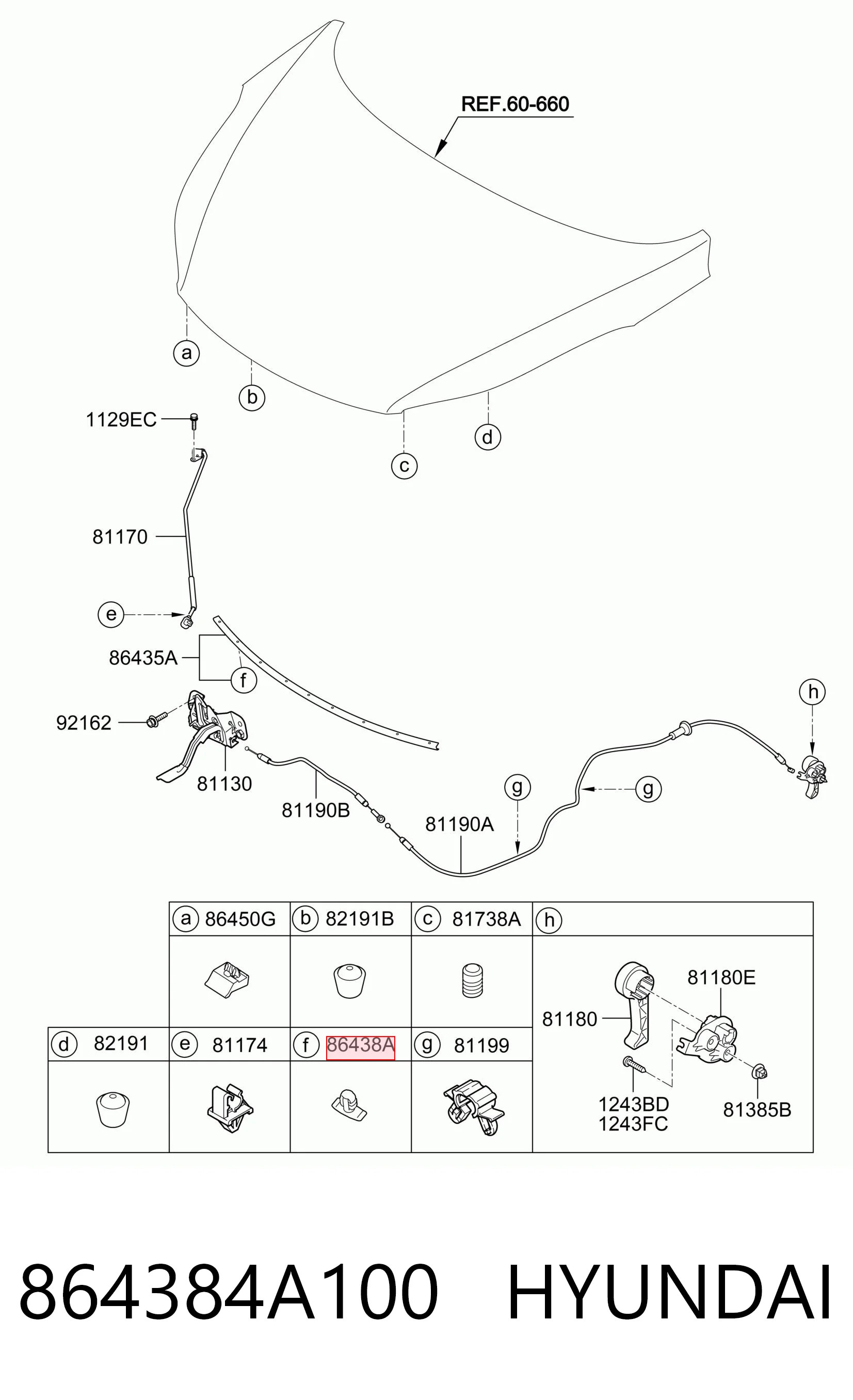 864384A100 Hyundai/Kia Cápsula (prendedor) de isolador térmico da capota