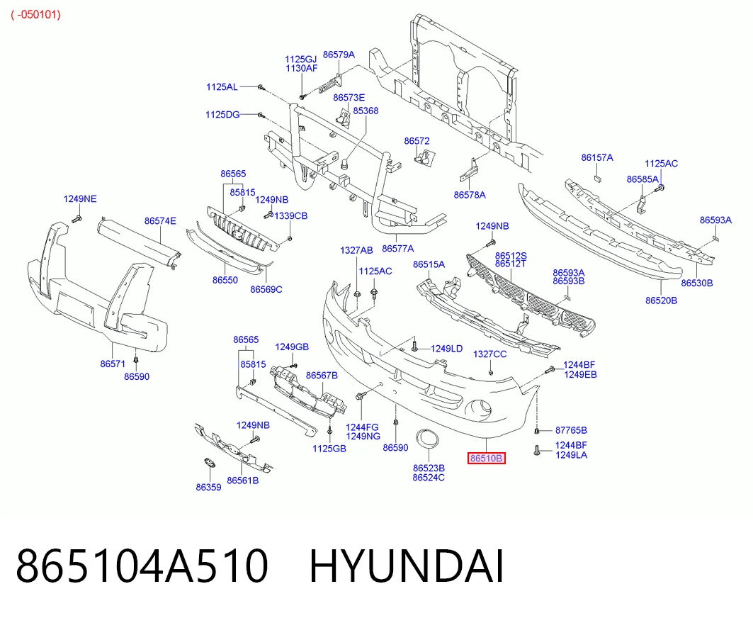  Pára-choque dianteiro Hyundai H-1 STAREX Starex ônibus (2001 - 2004) Starex